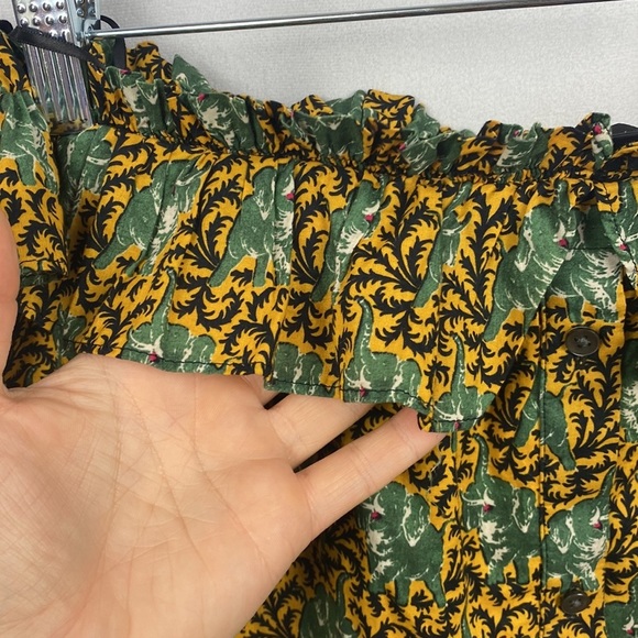 J. Crew Ratti Elephant Off Shoulder Ruffle Blouse - Size 6 - Picture 6 of 15